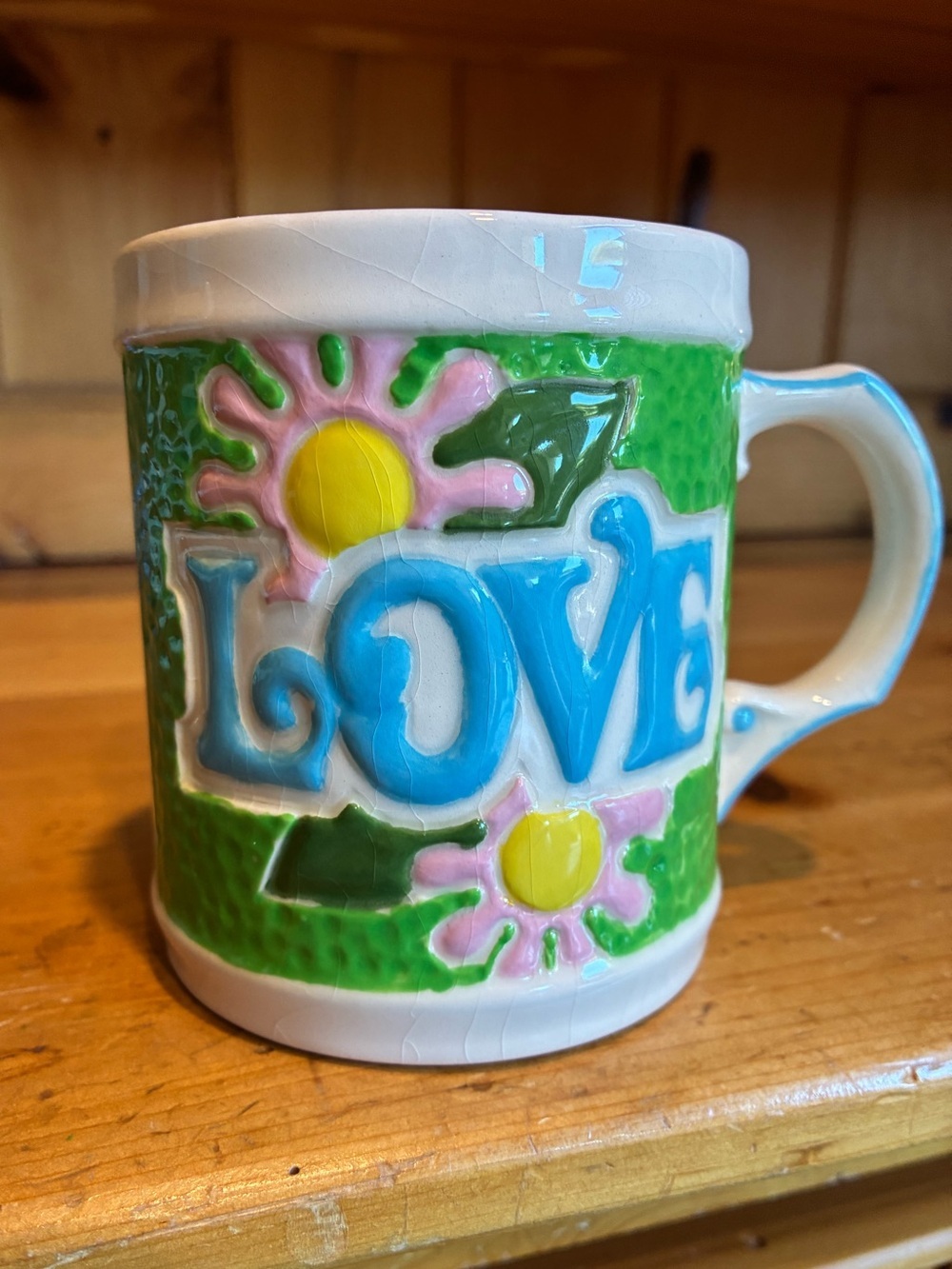 1970’s  'LOVE' Ceramic Mug with Floral Motif